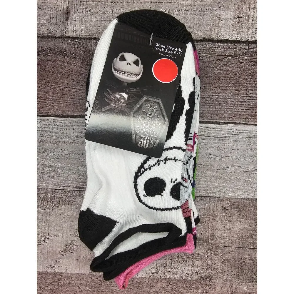 6 Pair DISNEY NIGHTMARE BEFORE CHRISTMAS Ankle SOCKS Size 4-10 Unisex